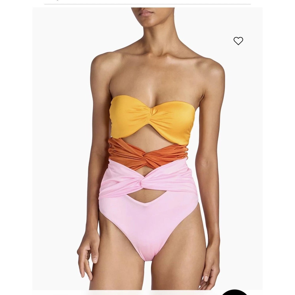 Giambattista Valli Paris Swimwear One Piece Pink‎ Rust Orange Sz 36 NWT $850